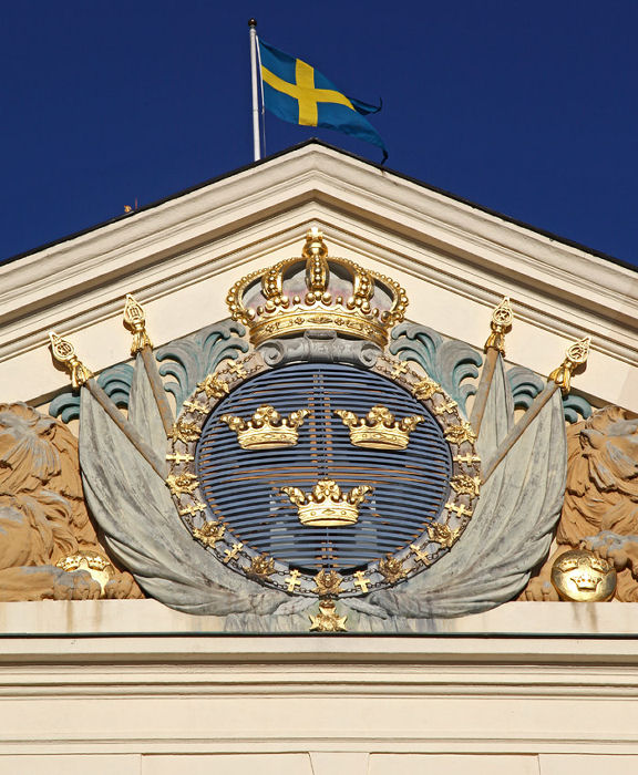 Detaljbild av Armémuseums fasad. Foto: Gunnar Åkerberg.