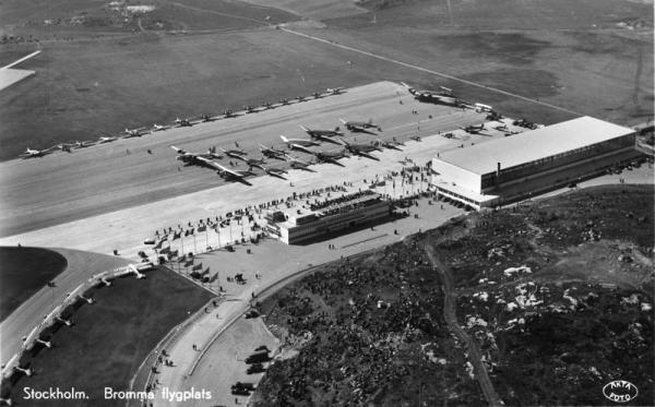 Flygbild över Bromma Flygplats den 24 maj 1936. Foto: via Lufthansa
